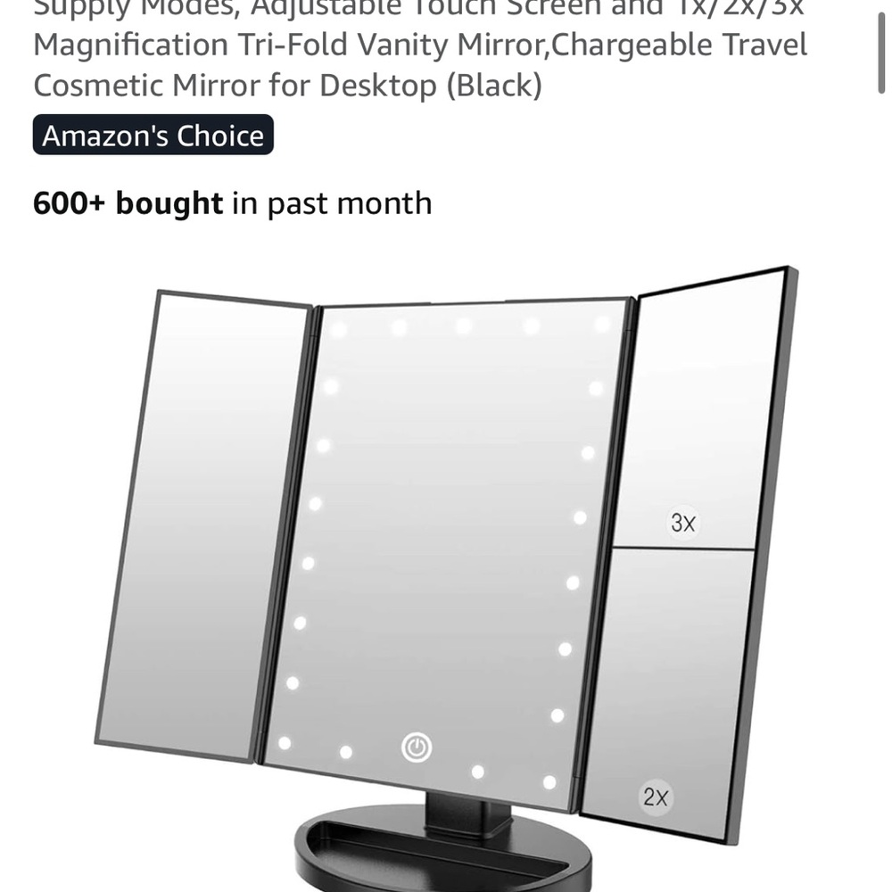 Tri-Fold Vanity Mirror with LED Lights